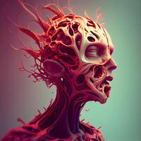 3d illustration of a human skull with blood vessels, medical concept, Image photo