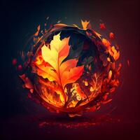 Autumn background with leaves and fire. illustration. Eps 10, Image photo