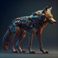 3D rendering of a robot in the form of a wolf., Image photo