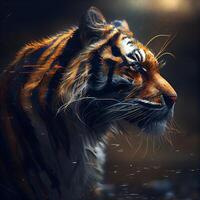 Portrait of a tiger. Digital painting. Illustration in digital style., Image photo