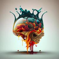 Creative brain with colorful splashes. 3d render illustration., Image photo