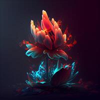 Abstract flower on a dark background. 3d rendering, 3d illustration., Image photo