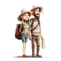 indio Pareja en tradicional ropa, aislado en blanco fondo, ilustración, ai generativo imagen foto