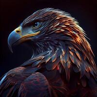 eagle portrait on a black background. 3d rendering, 3d illustration, Image photo