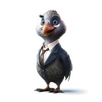 Cute bird isolated on white background. 3D illustration. Cartoon style., Image photo