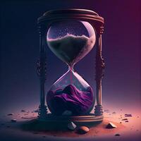 Hourglass with sand inside. Concept of time passing. 3d rendering, Ai Generative Image photo
