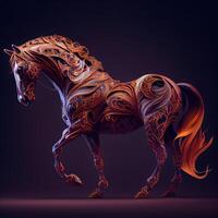 caballo en un oscuro antecedentes. ilustración para tu diseño., ai generativo imagen foto