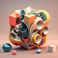 Abstract 3d geometric composition. 3d render illustration. Futuristic background., Image photo