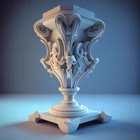 3d rendering of an ancient marble vase on a blue background, Image photo