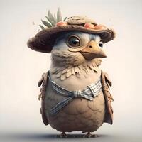 Cute owl wearing a pilot's hat and goggles. 3d rendering, Image photo