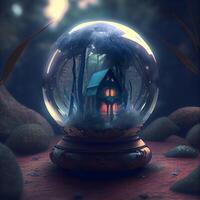 3D rendering of a halloween scene with a kerosene lamp, Image photo