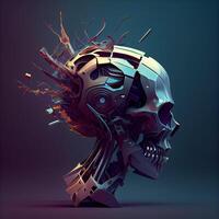 Futuristic robot head. 3d rendering, 3d illustration., Image photo