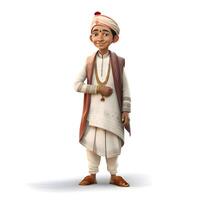 3D digital render of a little boy in a traditional costume isolated on white background, Image photo