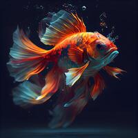 Beautiful goldfish in the aquarium. 3d rendering, 3d illustration., Image photo