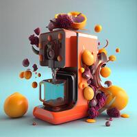 3d ilustración de un dorado taza con golosinas en él., ai generativo imagen foto