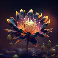 beautiful lotus flower on black background. 3d illustration., Image photo