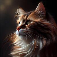 Portrait of a beautiful maine coon cat on dark background, Image photo