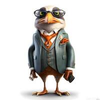 Cute owl wearing a suit and sunglasses, 3d digitally rendered illustration, Image photo