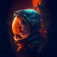 astronauta en espacio. cósmico antecedentes. 3d ilustración., ai generativo imagen foto