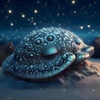 3d rendering of an alien with a starry sky in the background, Image photo