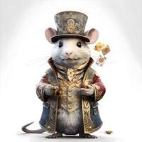 The rat in the hat of the pilot on a white background., Image photo