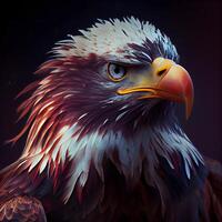 retrato de el águila en un oscuro antecedentes. 3d representación, ai generativo imagen foto