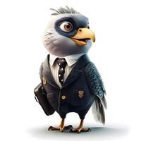 3D illustration of a cartoon character of a bald eagle with a briefcase, Image photo