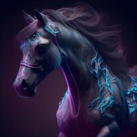 3D rendering of a horse with a beautiful mane and mane, Image photo