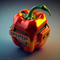 3d illustration of red bell pepper with i love you lettering, Image photo