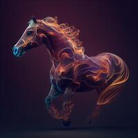 caballo con fluido melena. 3d representación, 3d ilustración., ai generativo imagen foto