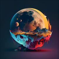 Fantasy landscape with planet and moon. illustration. Eps 10, Image photo