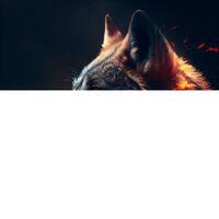 German shepherd dog with white blank banner. Space for your text., Image photo