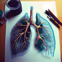 Lungs of human. Medicine and health care concept. 3D rendering, Image photo