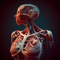 humano esqueleto anatomía para médico concepto 3d ilustración., ai generativo imagen foto