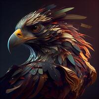 eagle head on a dark background. 3d rendering, 3d illustration, Image photo