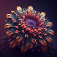 3d abstract fractal illustration for creative design looks like a flower, Image photo