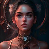 3d illustration of a beautiful girl with fantasy make-up., Image photo