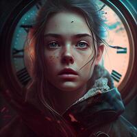 Portrait of a beautiful girl in an astronaut's helmet. Fantasy., Image photo