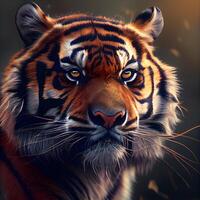 Portrait of a tiger in the forest. Close-up., Image photo