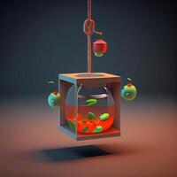 3d representación de un petróleo lámpara colgando desde un gancho. 3d ilustración., ai generativo imagen foto