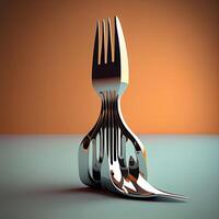 3d render of a cutlery on a dark background., Image photo