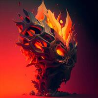 3D Illustration of a Fire Monster on a Colored Background, Image photo