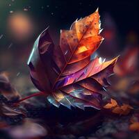 3D rendering of a beautiful autumnal leaf with a gradient effect, Image photo