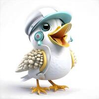 Cartoon character of a bird wearing a cap with a stethoscope, Image photo