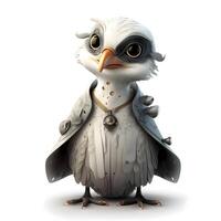 Cute owl isolated on white background with clipping path. 3D illustration., Image photo