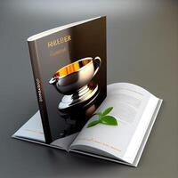 realistic 3d illustration of a coffee shop with a cup of coffee., Image photo