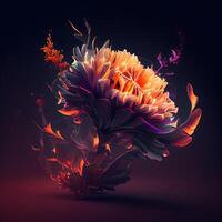 Beautiful flower on a dark background. 3d rendering, 3d illustration., Image photo