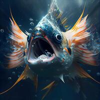 Fish in the water. 3D illustration. Underwater world., Image photo