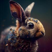 Rabbit in the forest. Digital painting. 3d rendering., Image photo