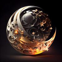 Abstract fractal composition with a sphere in the form of a flower, Image photo